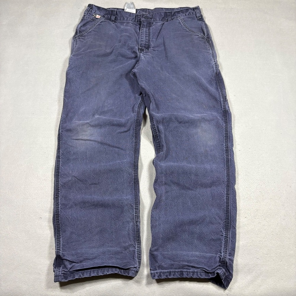 Carhartt FR Flame Resistant Carpenter Work Pants Navy Blue 36x32 Faded Utility